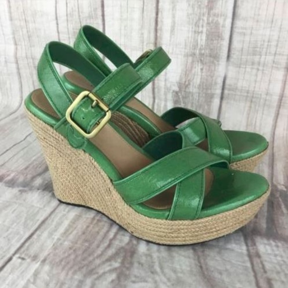 UGG Shoes - Ugg Green Espadrille Wedge Sandal Jackilyn Sz 6.5